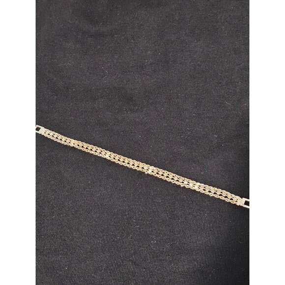 Vintage Bracelet 7" Gold Tone Three Strand Green and Clear Crystals Women's  EUC - Picture 4 of 5